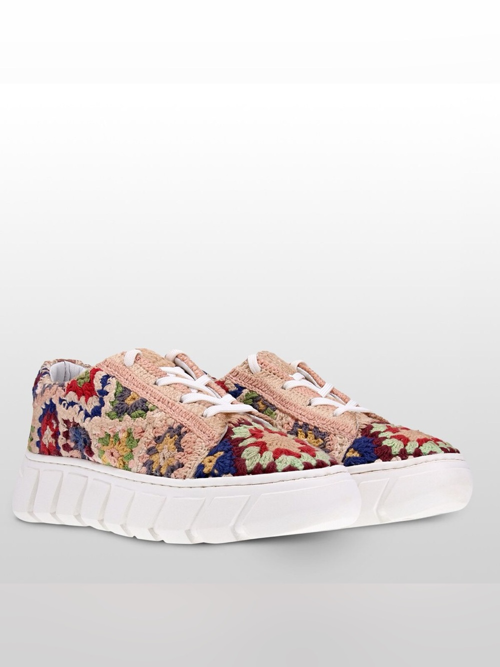Free People Catch Me If You Can Multicolor Crochet Patchwork Platform Sneakers - Picture 4 of 14
